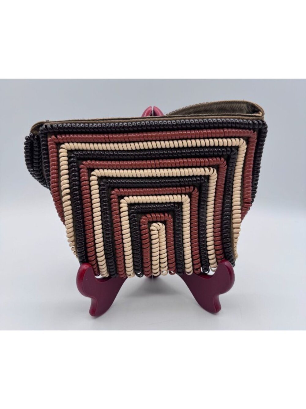 Vintage 40s 50s Telephone Cord Shoulder Bag Nested Square Murlen Zip